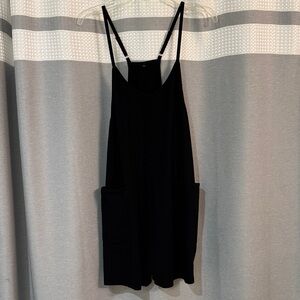 Anrabess Women’s Romper Loose Sleeveless Overalls Black Medium LIKE NEW